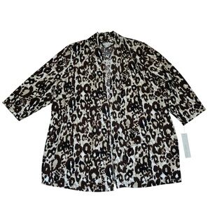 Laura‎ Ashley Animal Print Open Front Cardigan - size 3X NWT